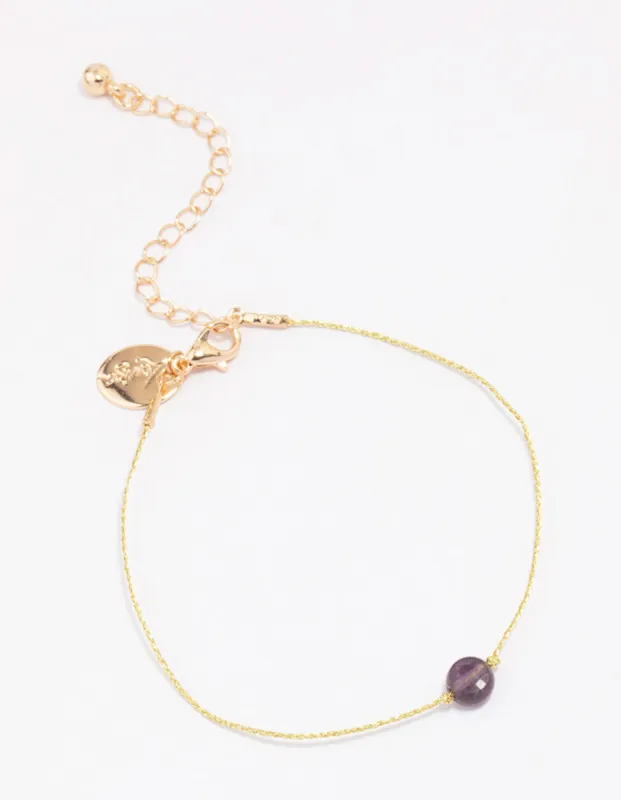 Gold Beaded Semi-Precious Stone Bracelet sold by lovisa