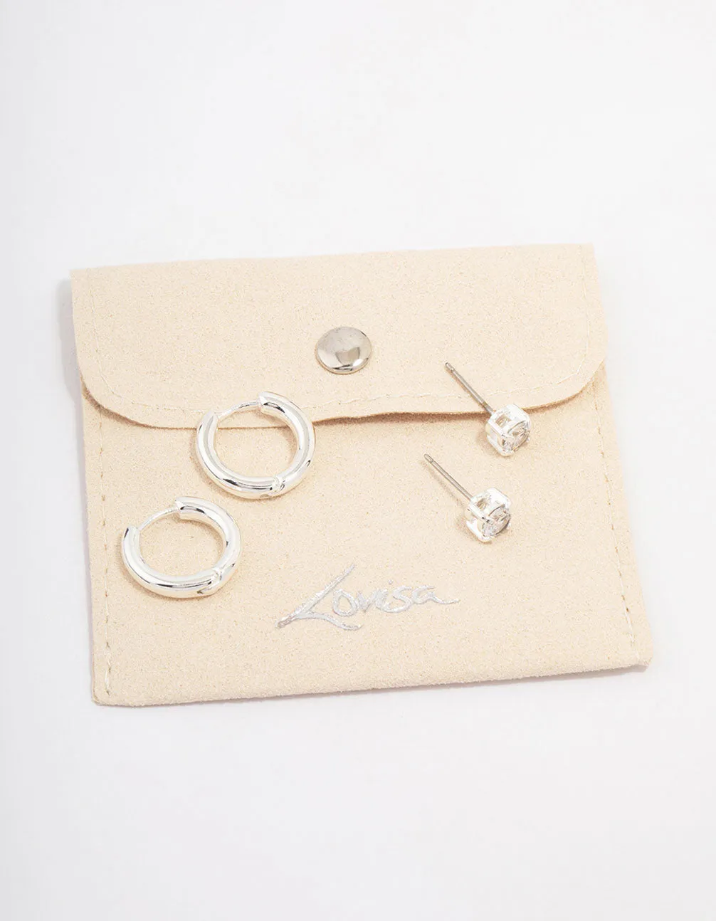 Silver Diamante Stud & Hoop Earring Pack sold by lovisa