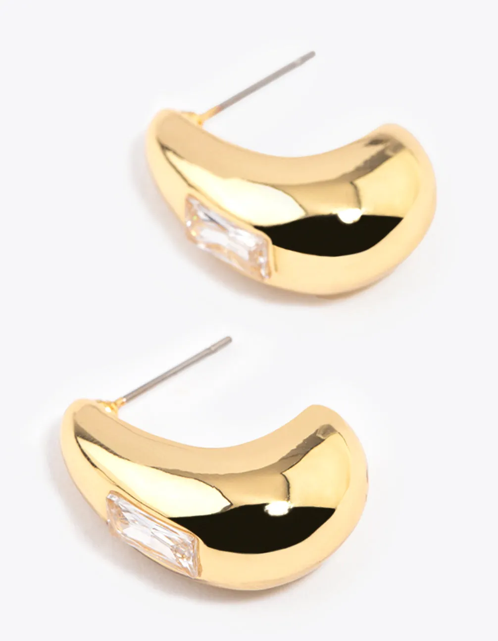 Gold Plated Baguette Bold Wide Hoop Earrings sold by lovisa