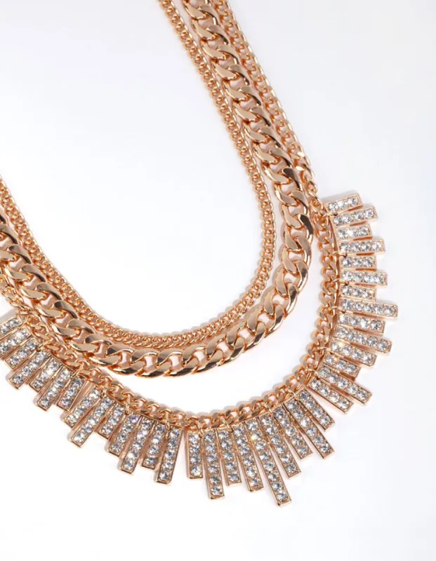 Gold Statement Diamante Stack Layered Necklace sold by lovisa