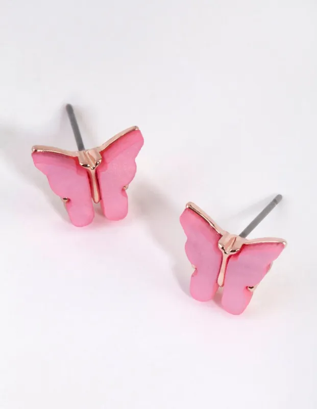 Pink Butterfly Stud Earrings sold by lovisa