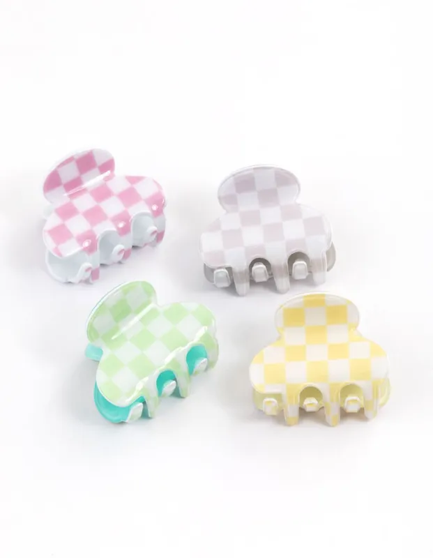 Checkered Mini Hair Claw Clips 4-Pack sold by lovisa