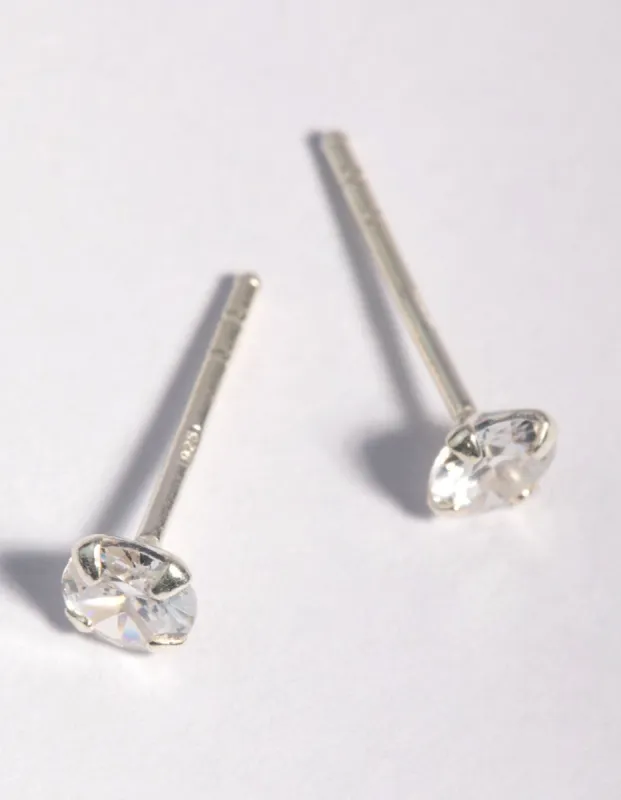 Sterling Silver 4mm Cubic Zirconia Stud Earrings sold by lovisa