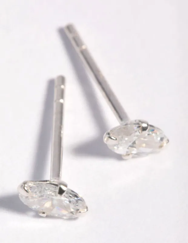 Sterling Silver 5mm Oval Cubic Zirconia Stud Earrings sold by lovisa