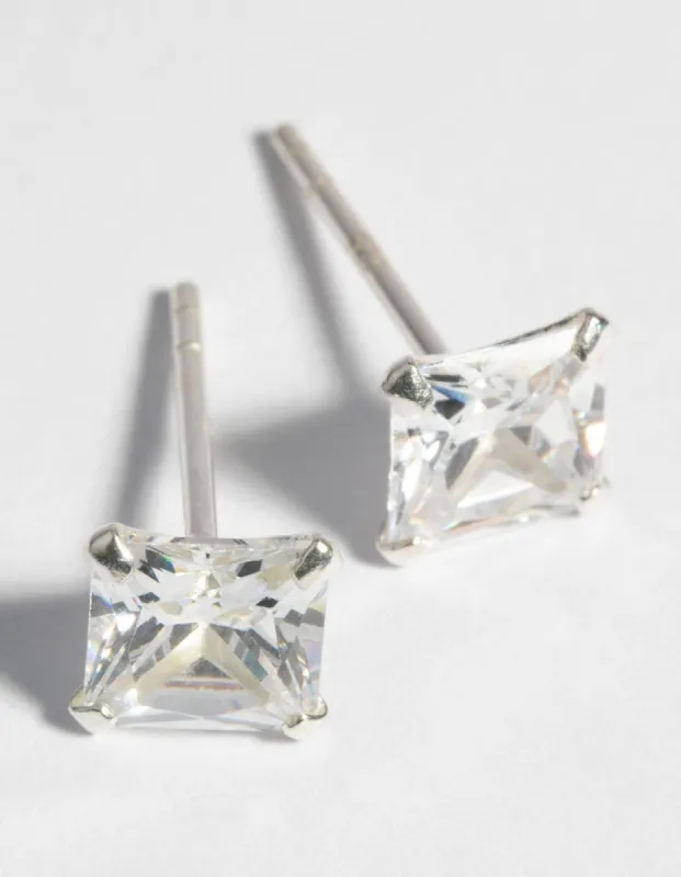 Sterling Silver 6mm Cubic Zirconia Stud Earrings sold by lovisa