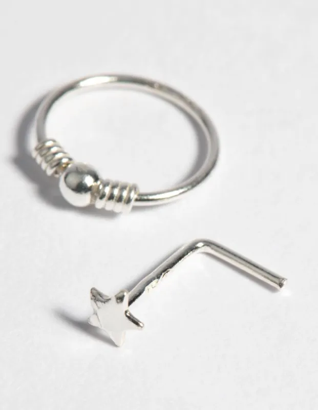 Sterling Silver Star Nose Stud & Ring Pack sold by lovisa