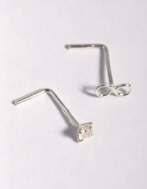 Sterling Silver Cubic Zirconia Infinity Nose Stud Pack sold by lovisa