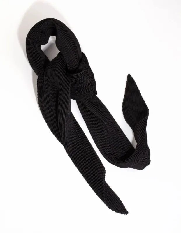 Black Satin Pleated Scarf sold by lovisa