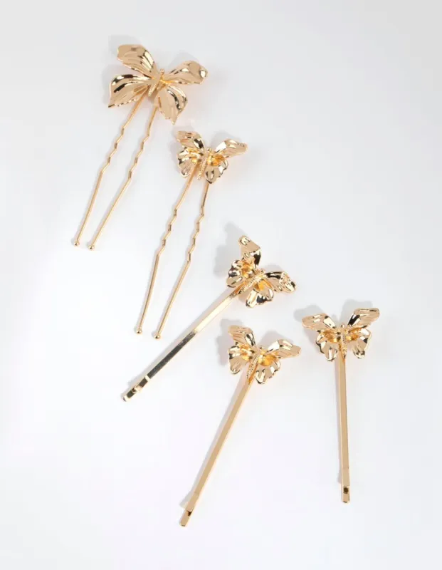 Gold Butterfly Slide & Bun Pins sold by lovisa