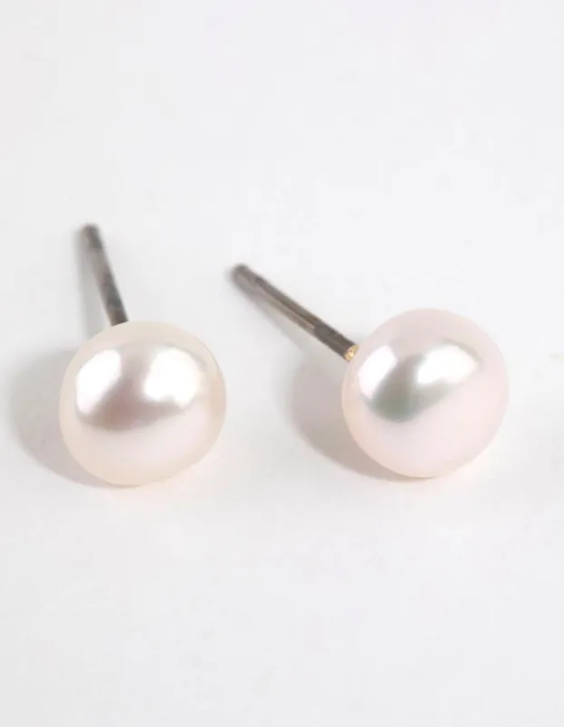 Gold Plated Freshwater Pearl Stud Earrings sold by lovisa