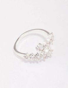 Silver Plated Graduating Cubic Zirconia Wrap Ring sold by lovisa