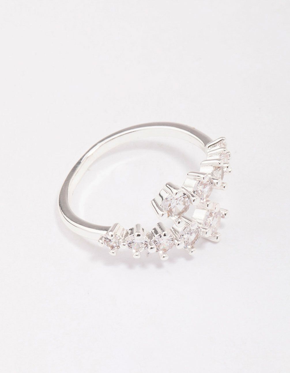 Silver Plated Graduating Cubic Zirconia Wrap Ring sold by lovisa
