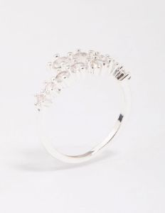 Silver Plated Graduating Cubic Zirconia Wrap Ring sold by lovisa