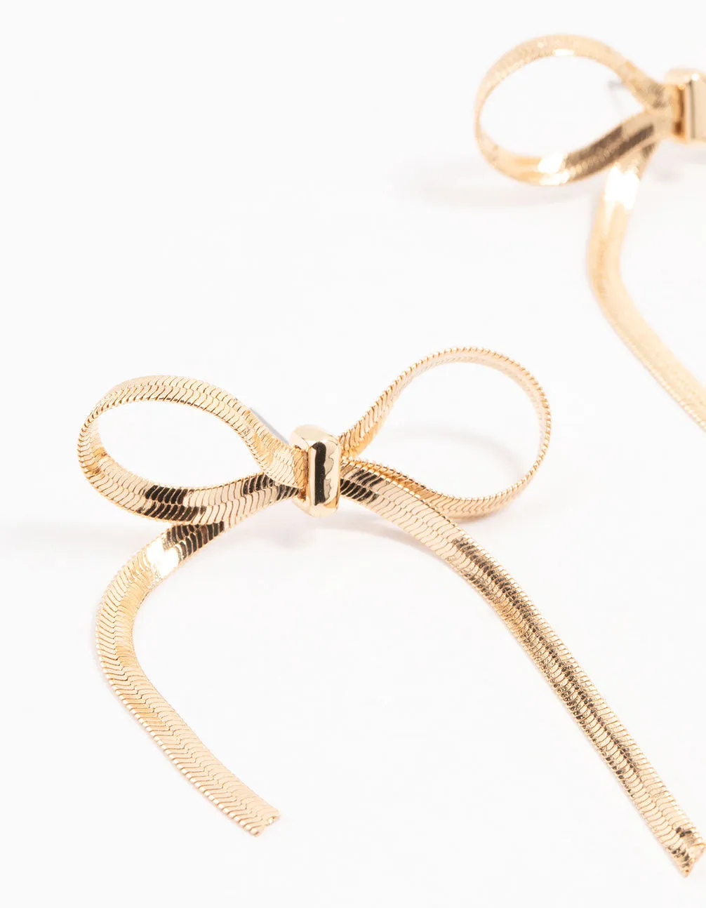 Gold Snake Chain Bow Drop Earrings sold by lovisa product image thumbnail 2