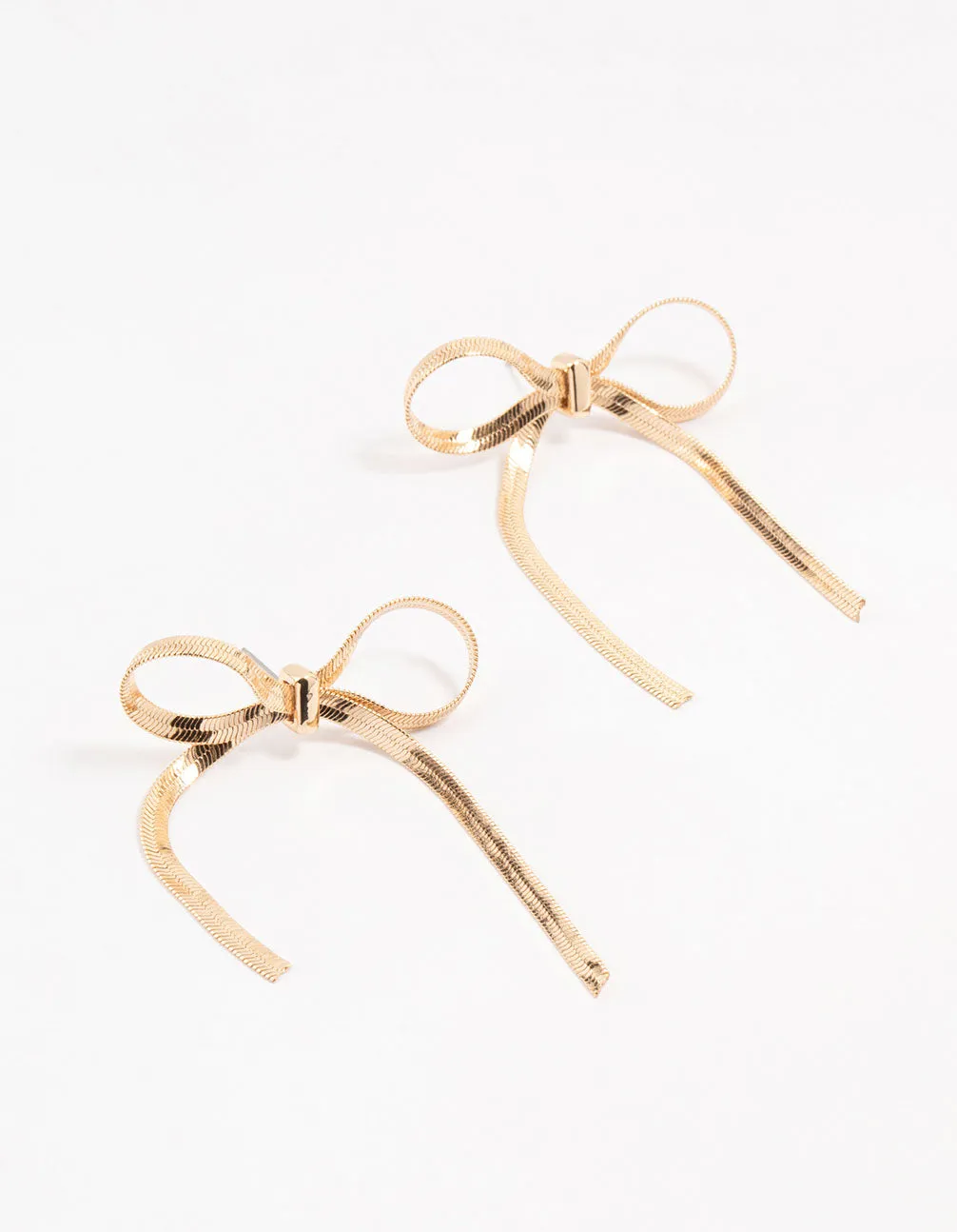 Gold Snake Chain Bow Drop Earrings sold by lovisa
