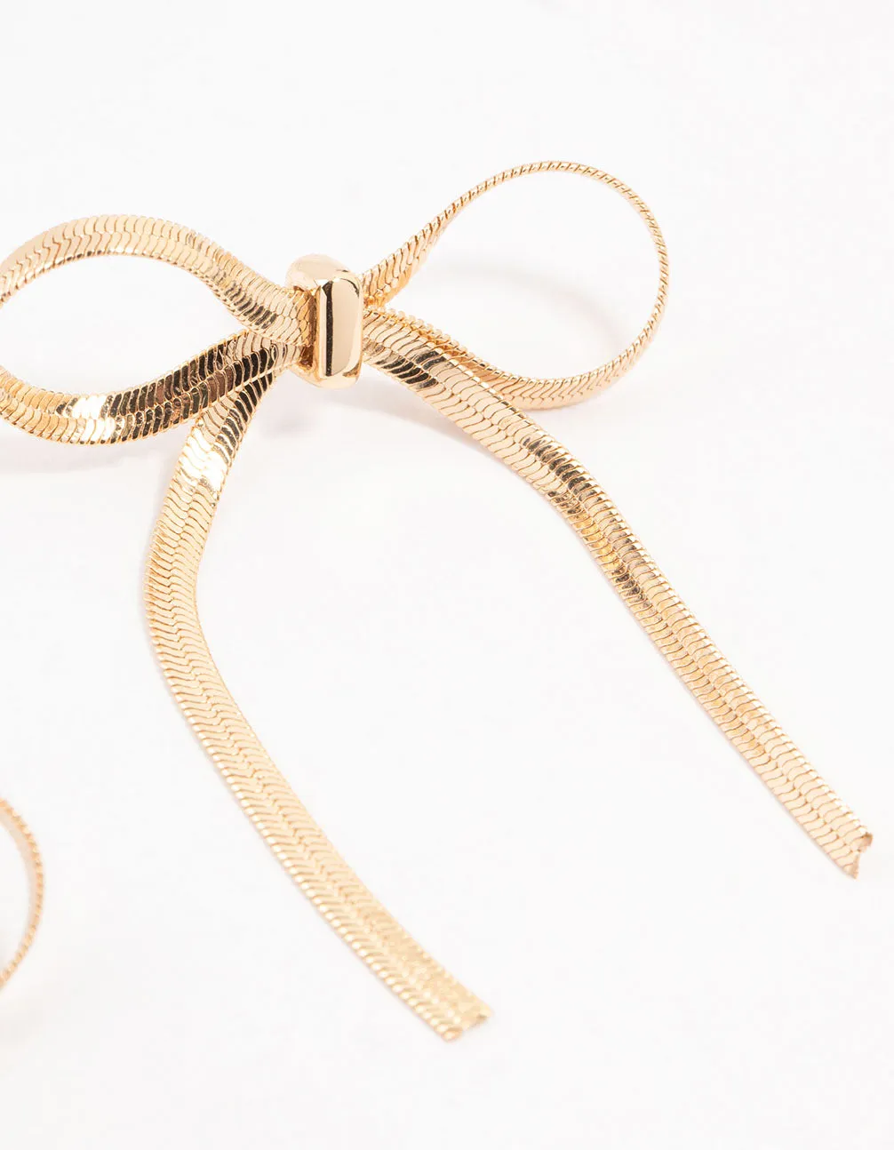 Gold Snake Chain Bow Drop Earrings sold by lovisa product image thumbnail 3