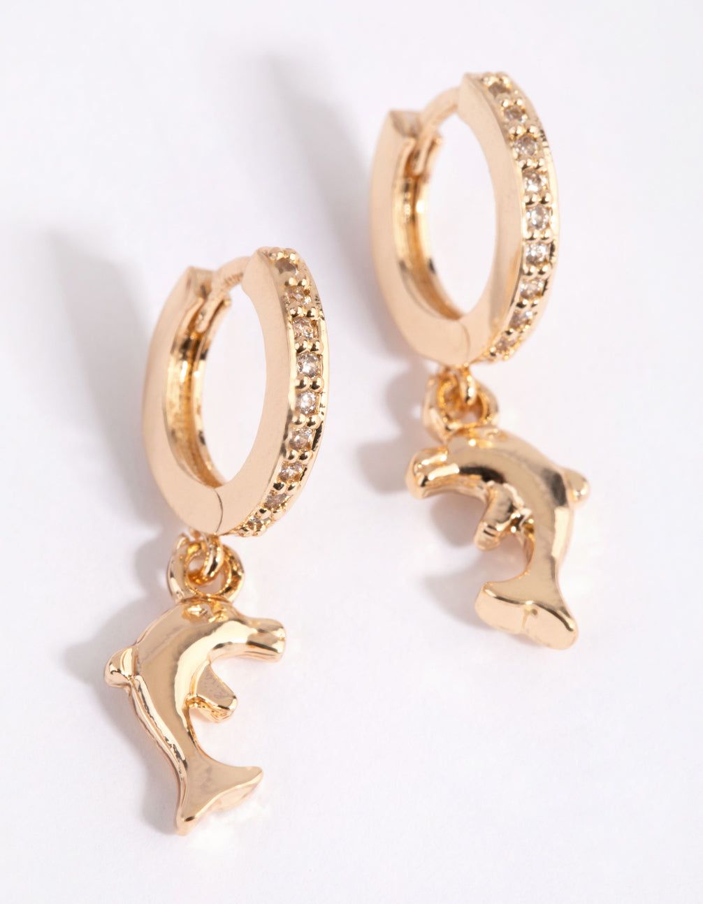 Gold Cubic Zirconia Dolphin Huggie Earrings sold by lovisa