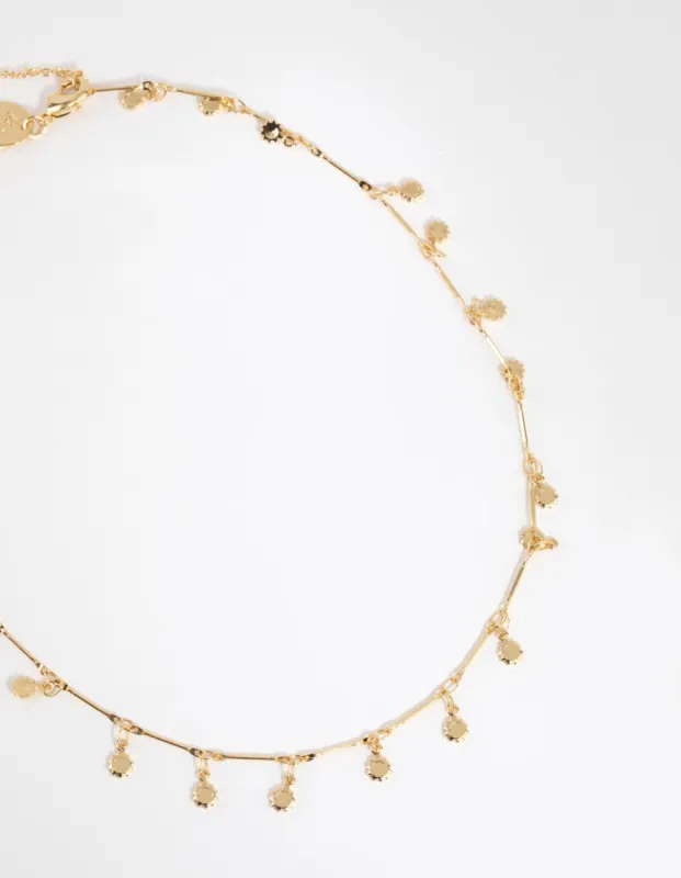 Gold Plated Disc Drop Necklace sold by lovisa