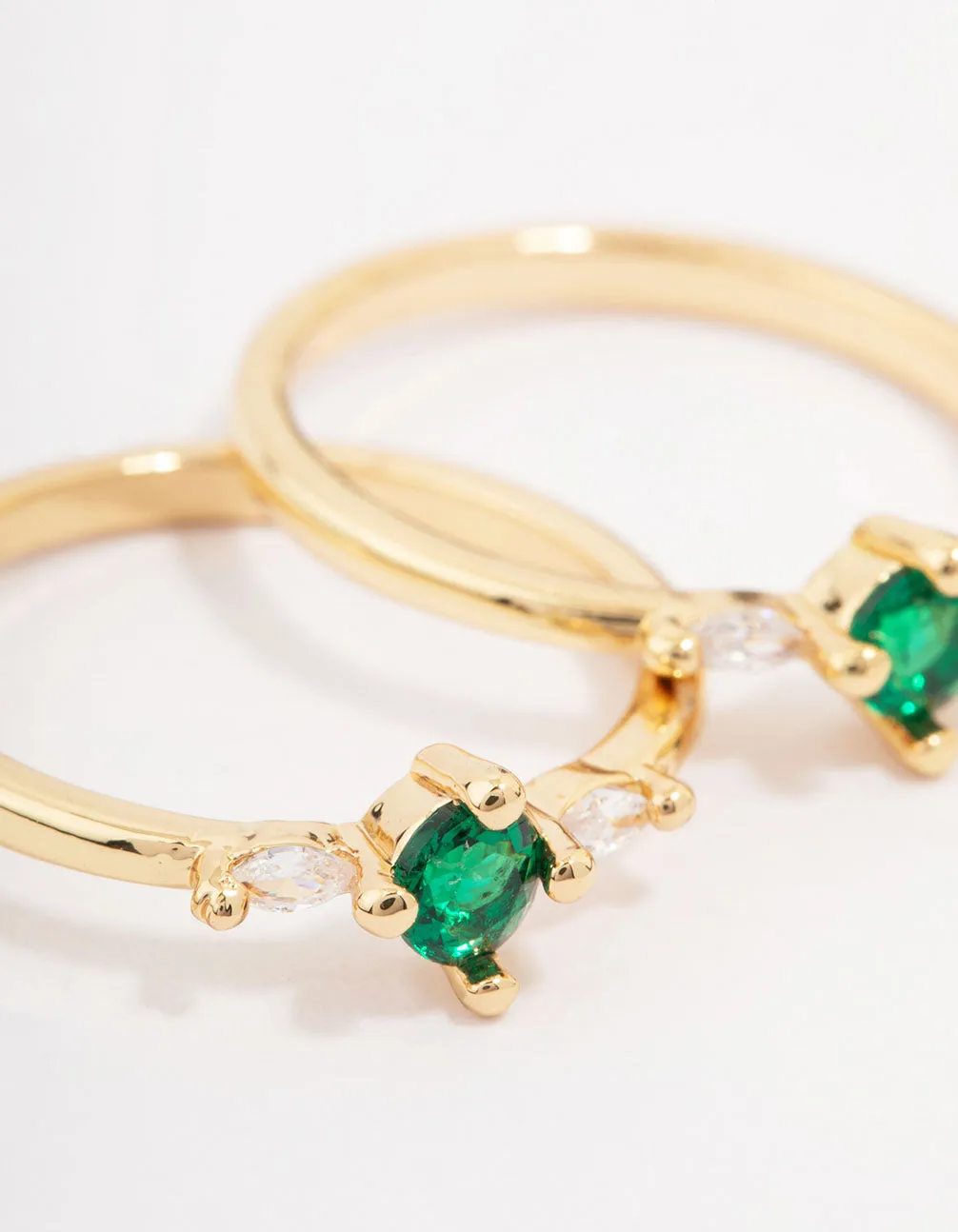 Gold Plated Dainty Trio Emerald Cubic Zirconia Ring Pack sold by lovisa product image thumbnail 2
