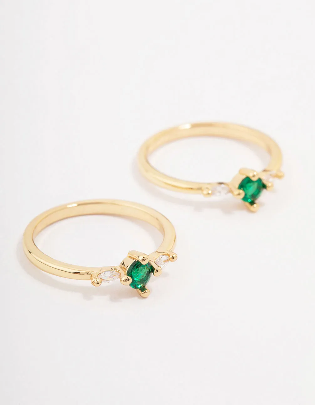 Gold Plated Dainty Trio Emerald Cubic Zirconia Ring Pack sold by lovisa