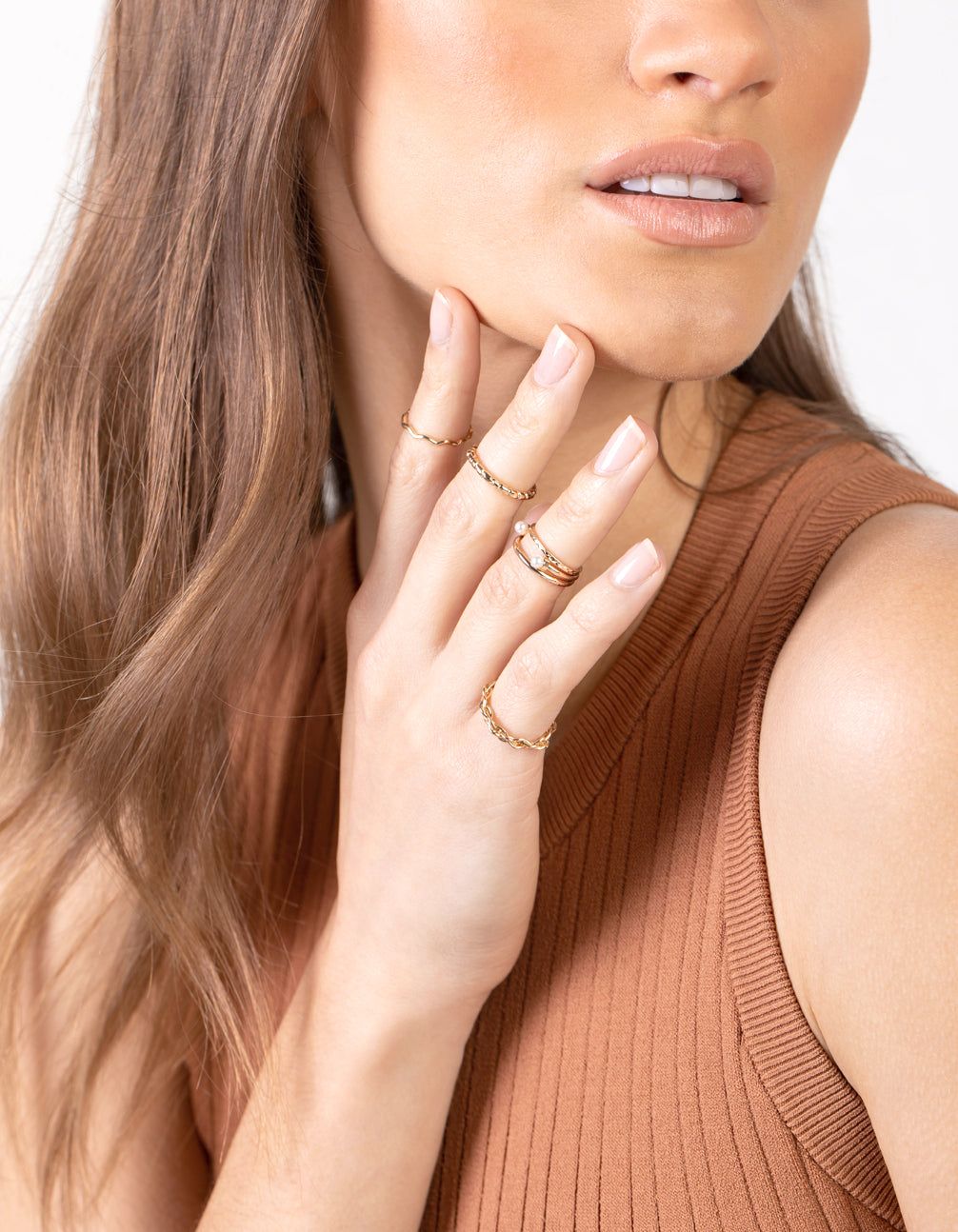 Gold Wave & Pearl Midi Ring 9-Pack sold by lovisa product image thumbnail 4
