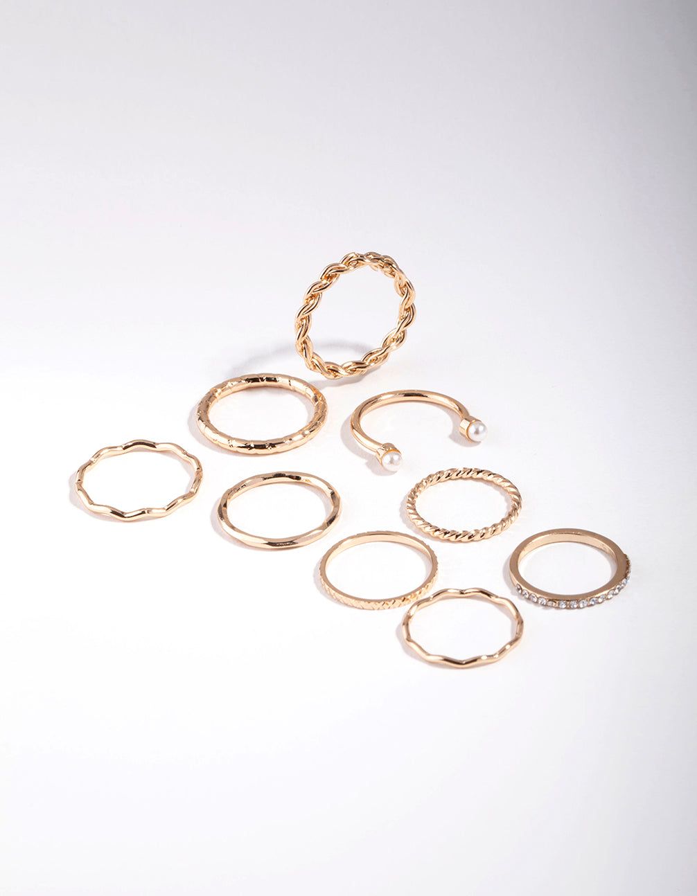 Gold Wave & Pearl Midi Ring 9-Pack sold by lovisa