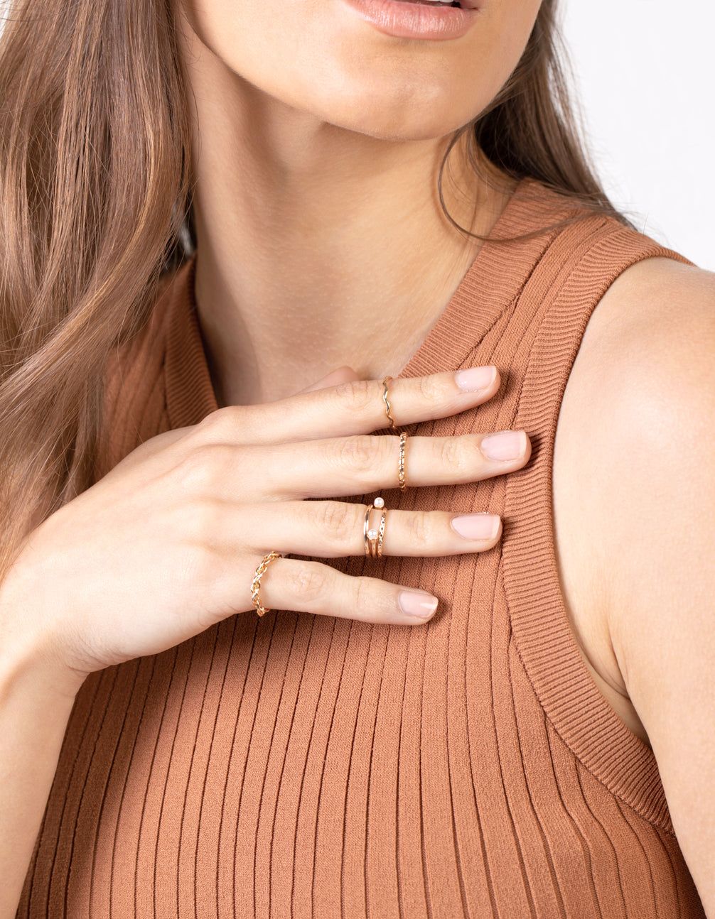 Gold Wave & Pearl Midi Ring 9-Pack sold by lovisa product image thumbnail 5