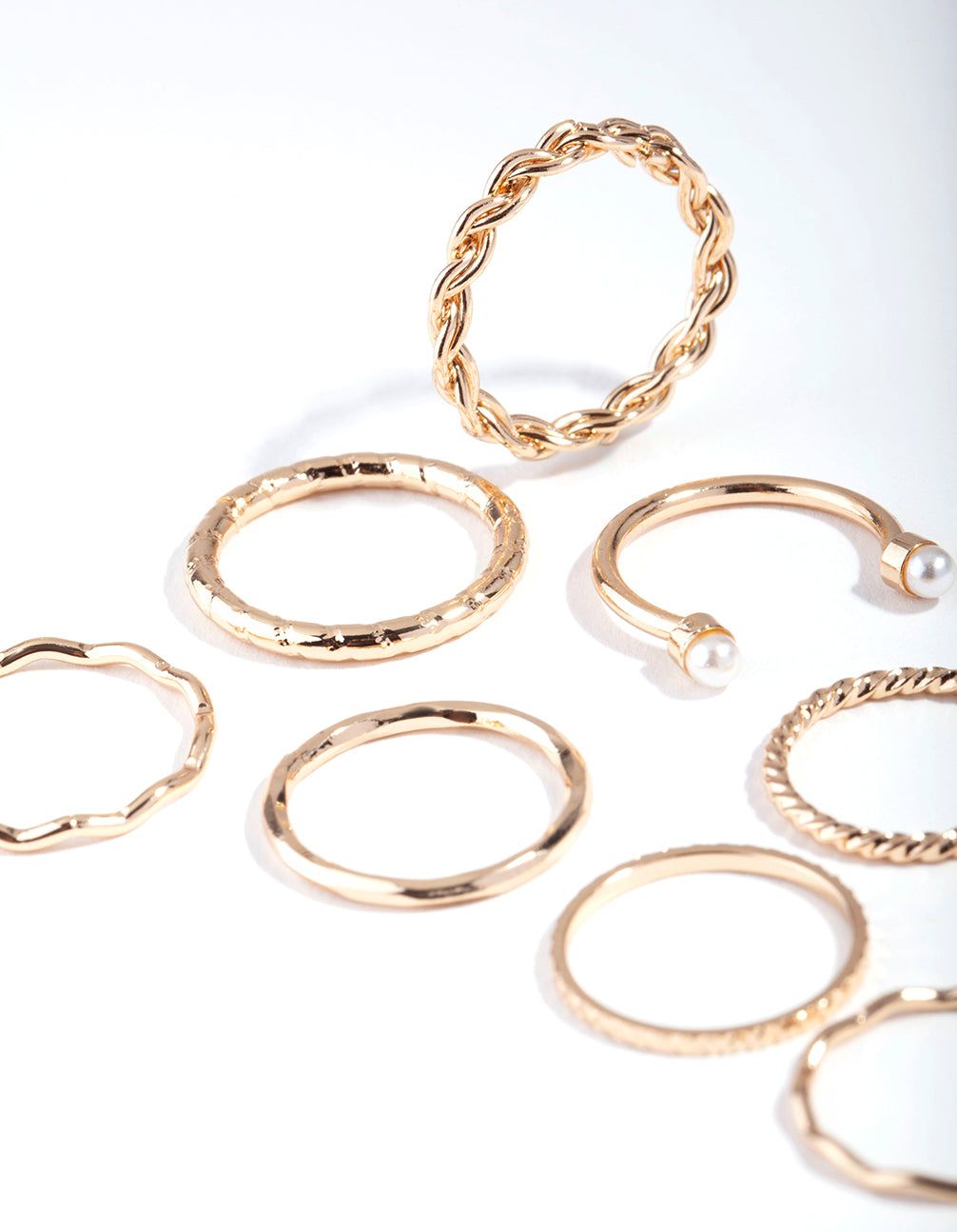 Gold Wave & Pearl Midi Ring 9-Pack sold by lovisa product image thumbnail 2