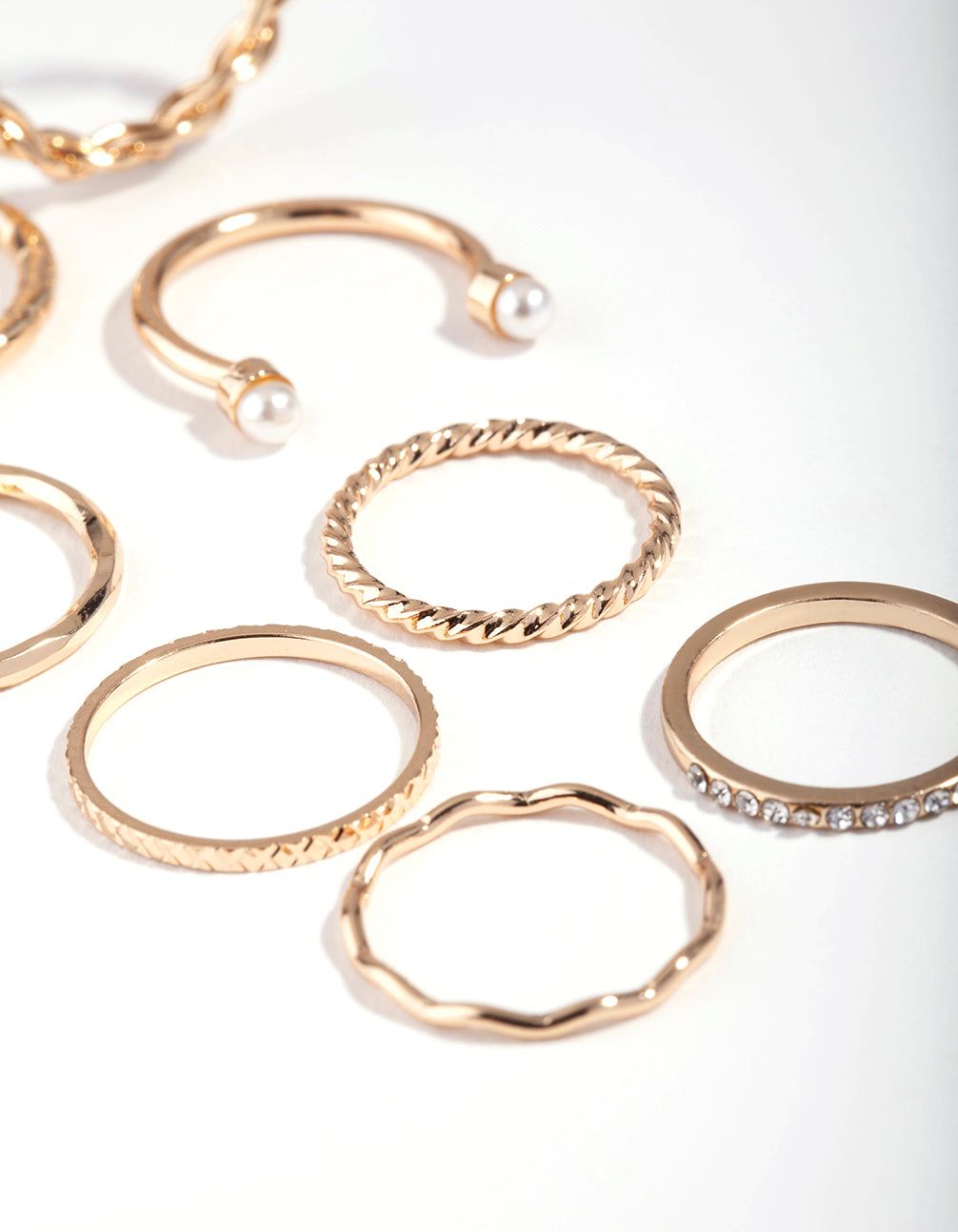 Gold Wave & Pearl Midi Ring 9-Pack sold by lovisa product image thumbnail 3