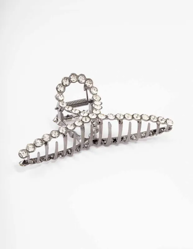 Gunmetal Diamante Twisted Hair Claw Clip sold by lovisa