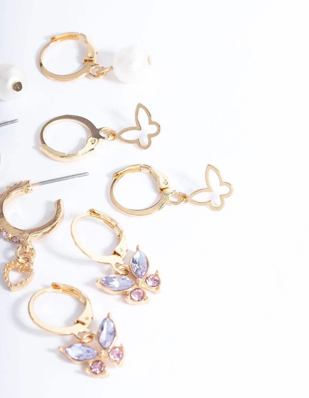 Gold Butterfly & Pearl Earrings 4-Pack sold by lovisa product image thumbnail 3