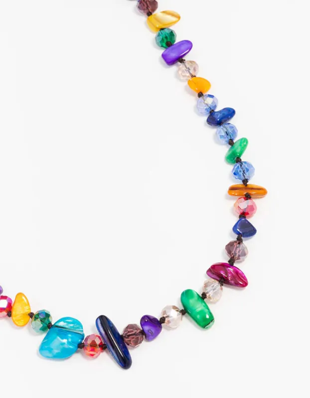 Gold Multi Colour Shell Necklace sold by lovisa
