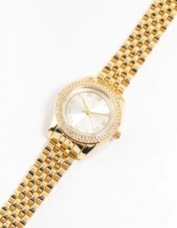 Gold Diamante Outer Medium Watch sold by lovisa