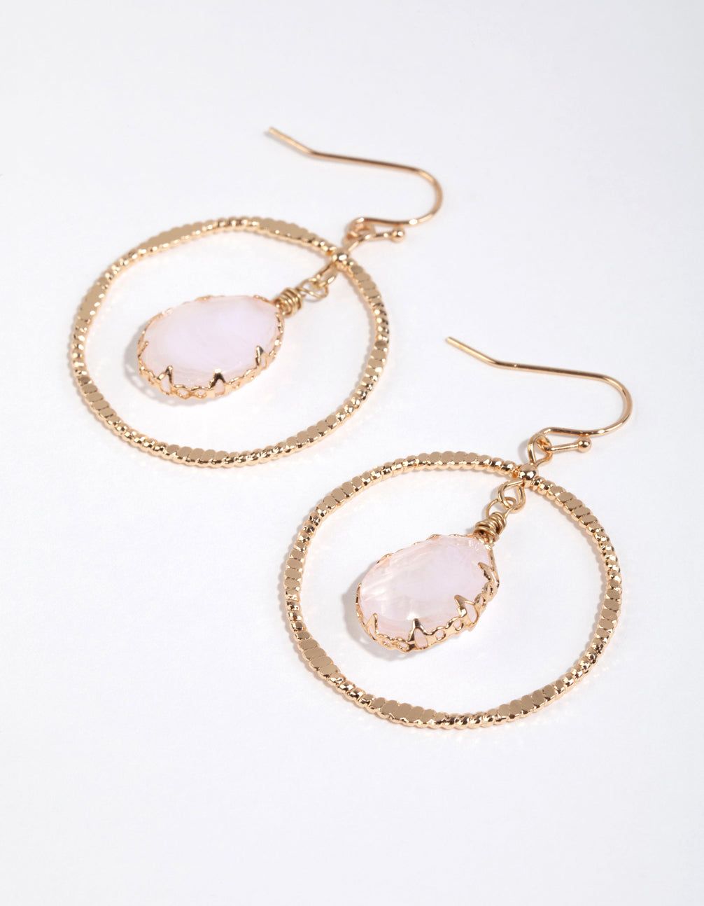 Pink Faceted Pear Cut Floating Drop Earrings sold by lovisa