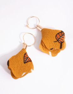 Gold Fabric Flower Drop Earrings sold by lovisa