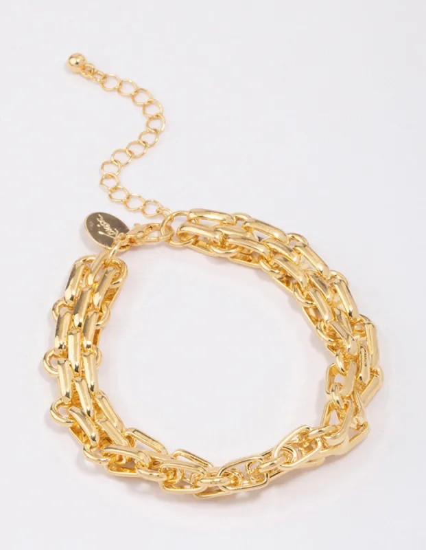 Gold Plated Chunky Weave Bracelet sold by lovisa
