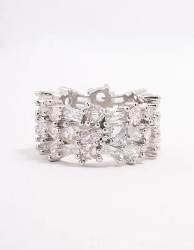 Silver Mixed Stone Cubic Zirconia Band Ring sold by lovisa
