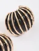 Gold & Black Ribbed Small Stud Earrings sold by lovisa