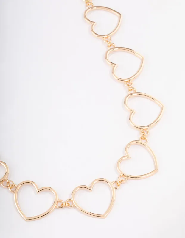 Gold Large Open Heart Waist Chain sold by lovisa