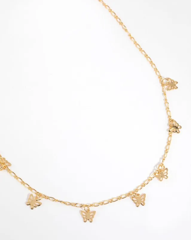 Gold Plated Butterfly Charm Necklace sold by lovisa