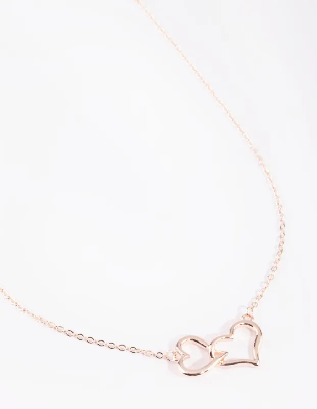 Rose Gold Interlocked Hearts Necklace sold by lovisa
