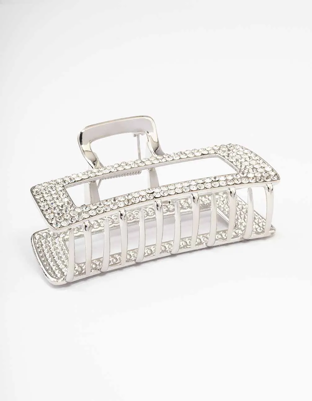 Rhodium Diamante Rectangle Hair Claw Clip sold by lovisa