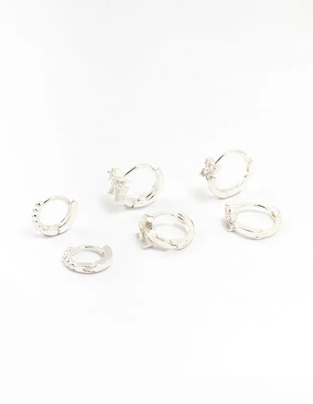 Silver Diamante Mixed Bow Earrings 4-Pack sold by lovisa