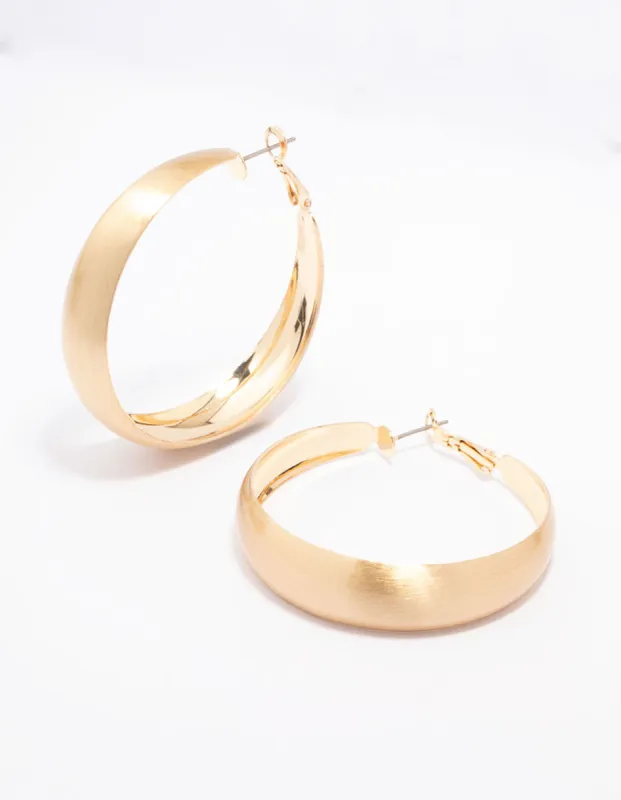 Gold Large Matte Hoop Earrings sold by lovisa