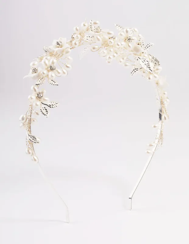 Silver Flower & Leaf Vine Aliceband sold by lovisa