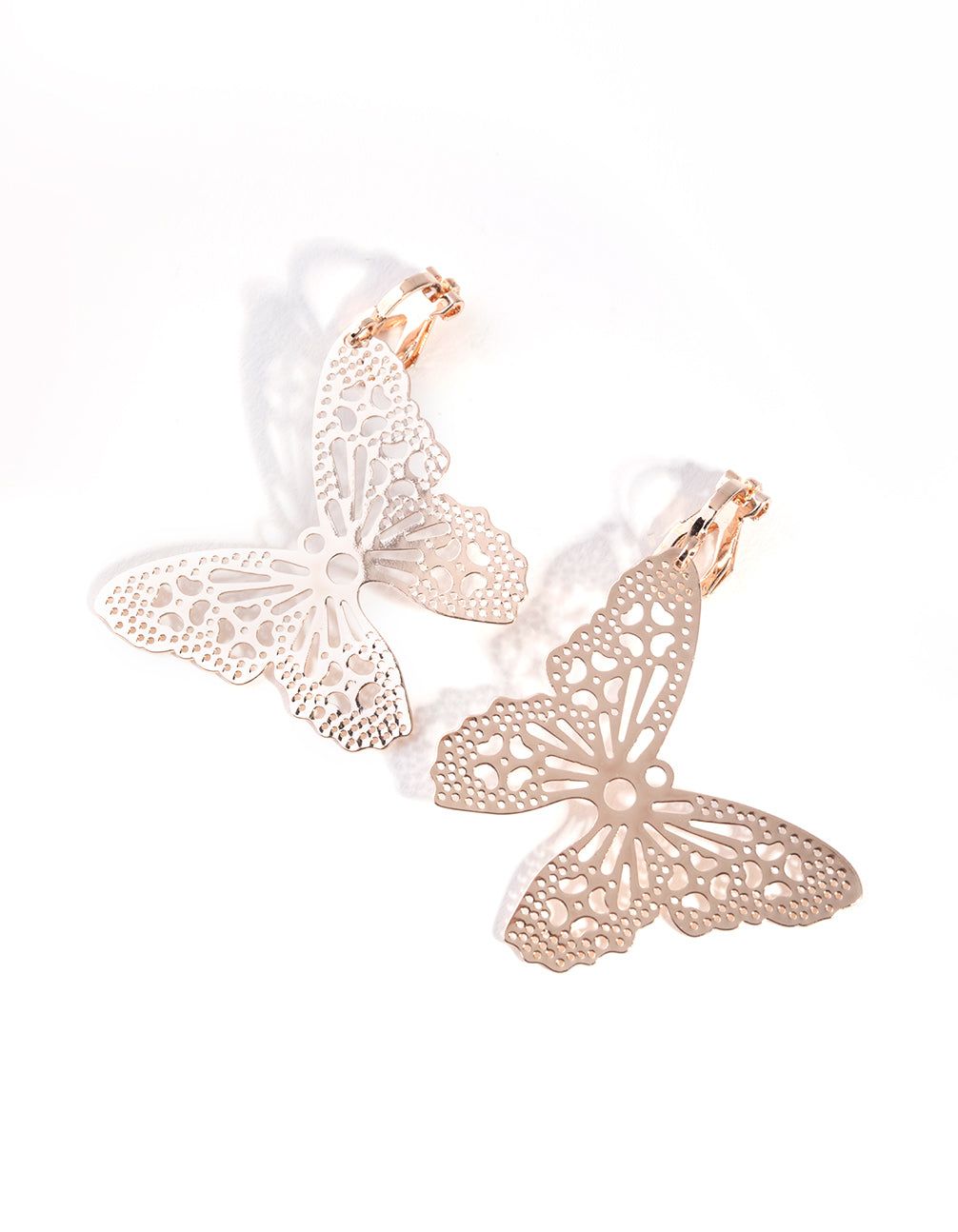 Rose Gold Metal Butterfly Clip On Earrings sold by lovisa