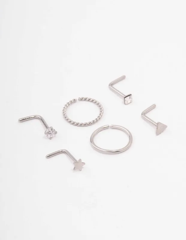 Surgical Steel Star Twisted Nose Piercing 6-Pack sold by lovisa