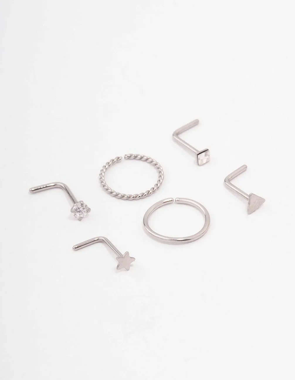 Surgical Steel Star Twisted Nose Piercing 6-Pack sold by lovisa