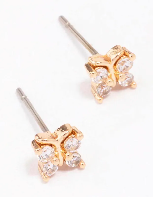 Gold Plated Surgical Steel Butterfly Stud Earrings sold by lovisa