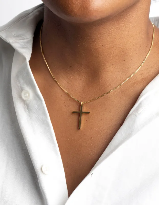 Waterproof Gold Plated Stainless Steel Cross Necklace sold by lovisa